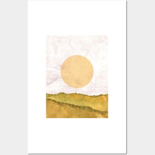 Abstract landscape and sun Posters and Art